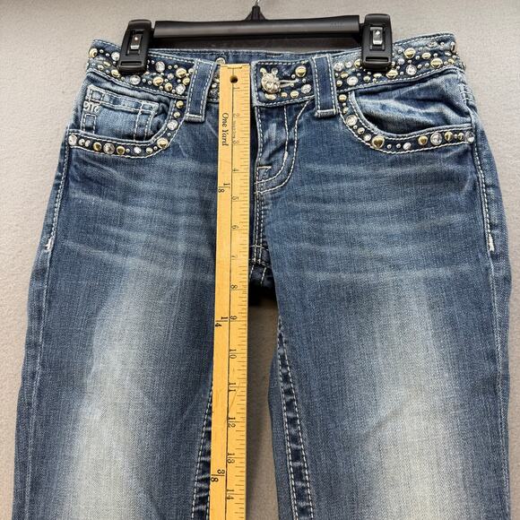 Miss Me Jeans Women's 26 (2) Blue Boot Cut Studded Embellished Preppy Western - Picture 13 of 15
